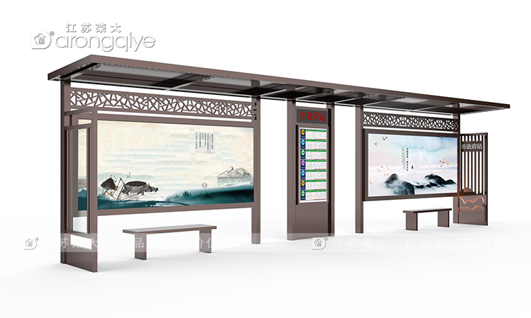仿古款公交候車亭生產(chǎn)設(shè)計圖